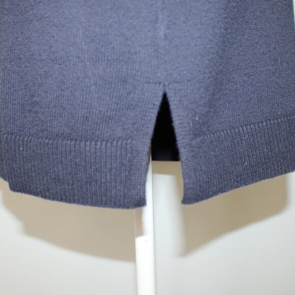 Talbots Womens Button Shoulder Sweater Tunic Length Side vents Navy Blue Size L - Picture 6 of 9